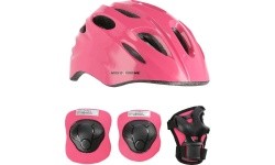 MTW01+H210 HELMET WITH PROTECTORS SET NILS EXTREME - MTW01+H210 PINK HELMET WITH PROTECTORS SET NILS EXTREME
