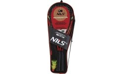 Greitojo badmintono rinkinys Nils NRS001, raudonas, 2 raketės, badmintono plunksniukai, dėklas