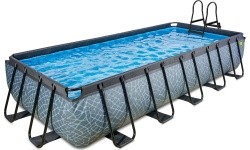 EXIT Stone pool 540x250 cm with sand filter pump - grey Framed pool Rectangular 12600 L
