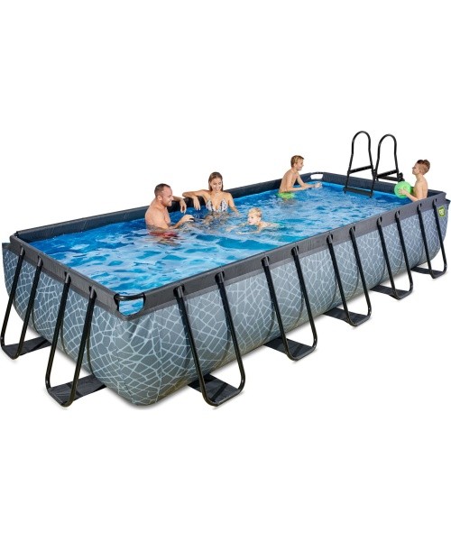 EXIT Stone pool 540x250 cm with sand filter pump - grey Framed pool Rectangular 12600 L