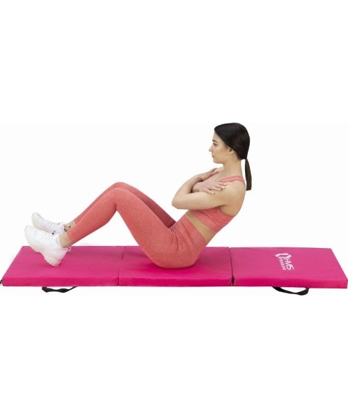 Sulankstomas gimnastikos kilimėlis HMS Premium MGS02 1800x600mm, rožinis