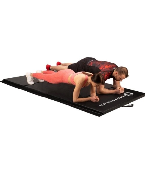 Sulankstomas gimnastikos čiužinys HMS Premium MGS01 2400x1200 mm, juodas
