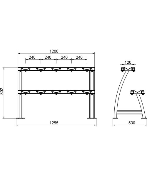 STR38 DOUBLE LEVEL DUMBBELL RACK COMMERCIAL HMS