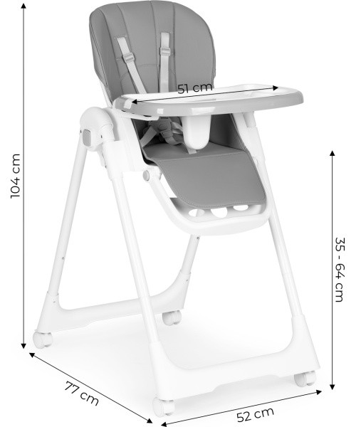 Feeding chair height adjustment eco leather straps double tray