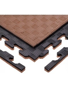 Tatami Puzzle Mat inSPORTline Sazegul 100 x 100 x 2 cm - Mocha mousse-černá, vzor 5 proužků