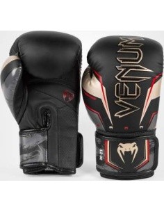 Venum Elite Evo bokso pirštinės, juoda/auksinė/raudona