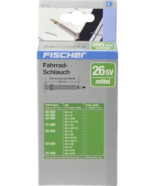 Fischer inner tube 26" x 1.50 - 2.125" (40/57 - 559) // FV 48 mm