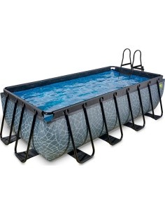 EXIT Stone pool 400x200 cm with sand filter pump - grey Framed pool Rectangular 7020 L