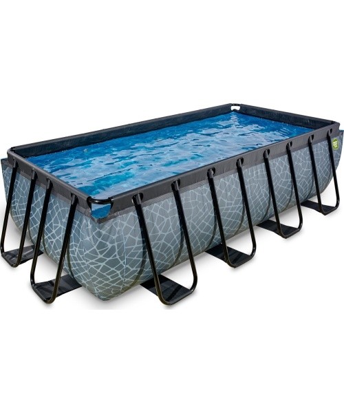 EXIT Stone pool 400x200 cm with sand filter pump - grey Framed pool Rectangular 7020 L