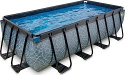 EXIT Stone pool 400x200 cm with sand filter pump - grey Framed pool Rectangular 7020 L