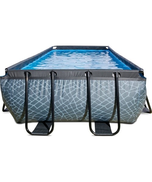 EXIT Stone pool 400x200 cm with sand filter pump - grey Framed pool Rectangular 7020 L