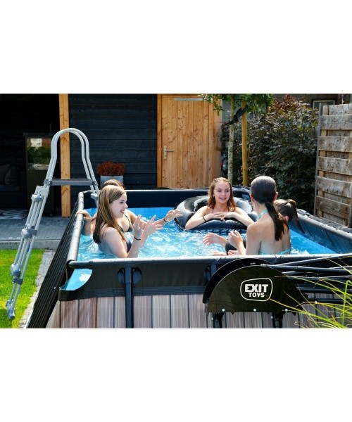 EXIT Stone pool 400x200 cm with sand filter pump - grey Framed pool Rectangular 7020 L