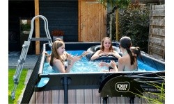 EXIT Stone pool 400x200 cm with sand filter pump - grey Framed pool Rectangular 7020 L