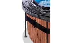 EXIT Wood pool ø488x122cm with sand filter pump and dome and heat pump - brown