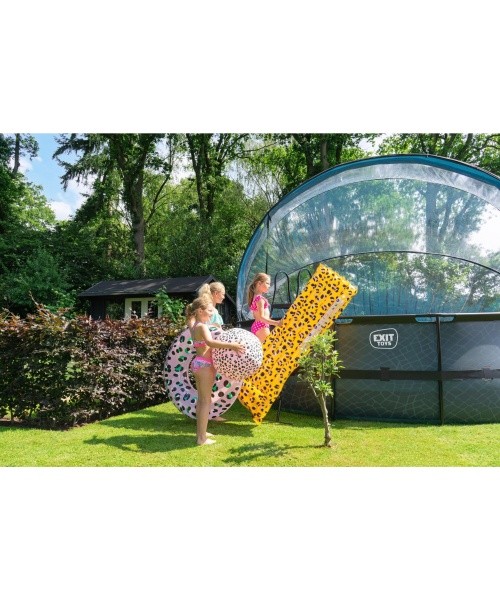 EXIT Wood pool ø488x122cm with sand filter pump and dome and heat pump - brown