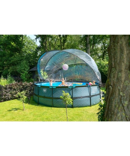 EXIT Stone pool ø488x122cm with sand filter pump and dome and heat pump - grey