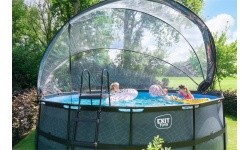 EXIT Stone pool ø488x122cm with sand filter pump and dome and heat pump - grey