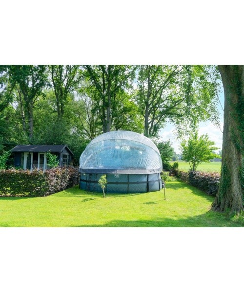 EXIT Stone pool ø488x122cm with sand filter pump and dome and heat pump - grey