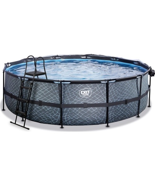 EXIT Stone pool ø488x122cm with sand filter pump and dome - grey