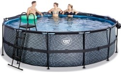 EXIT Stone pool ø488x122cm with sand filter pump and dome - grey