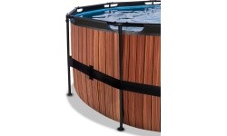 EXIT Wood pool ø427x122cm with sand filter pump and dome - brown