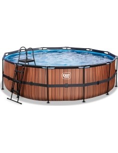 EXIT Wood pool ø488x122cm with sand filter pump - brown