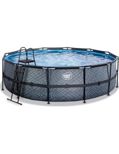 EXIT Stone pool ø488x122cm with sand filter pump - grey