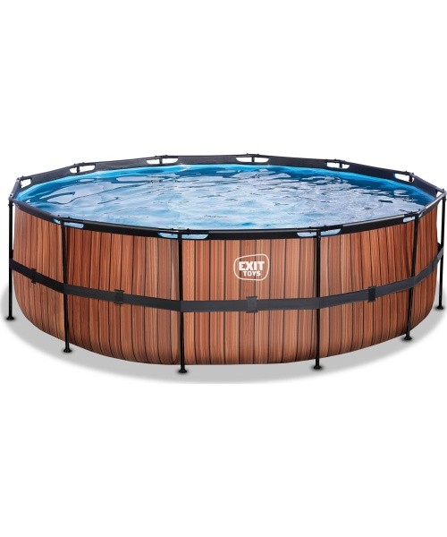 EXIT Wood pool ø450x122cm with sand filter pump - brown