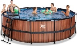 EXIT Wood pool ø450x122cm with sand filter pump - brown
