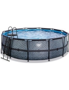 EXIT Stone pool ø450x122cm with sand filter pump - grey