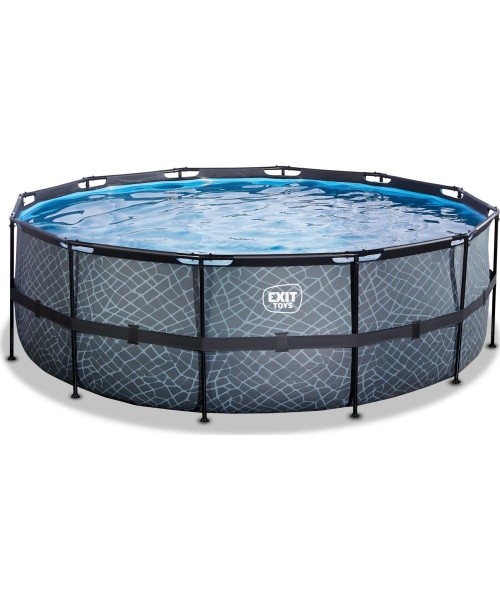 EXIT Stone pool ø427x122cm with sand filter pump - grey