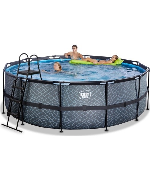 EXIT Stone pool ø427x122cm with sand filter pump - grey
