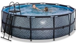 EXIT Stone pool ø427x122cm with sand filter pump - grey