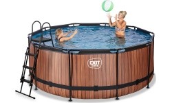 EXIT medinis baseinas ø360x122 cm su smėlio filtro siurbliu, rudas