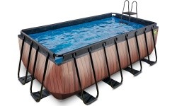 EXIT Wood pool 400x200x122cm with filter pump - brown