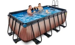 EXIT Wood pool 400x200x122cm with filter pump - brown