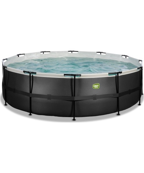EXIT Black Leather pool ø488x122cm with filter pump - black