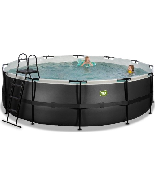 EXIT Black Leather pool ø488x122cm with filter pump - black
