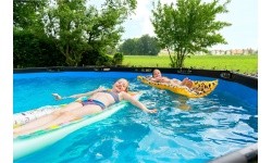 EXIT Black Leather pool ø488x122cm with filter pump - black