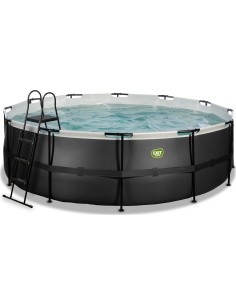 EXIT Black Leather baseinas ø450x122 cm su filtravimo siurbliu – juodas