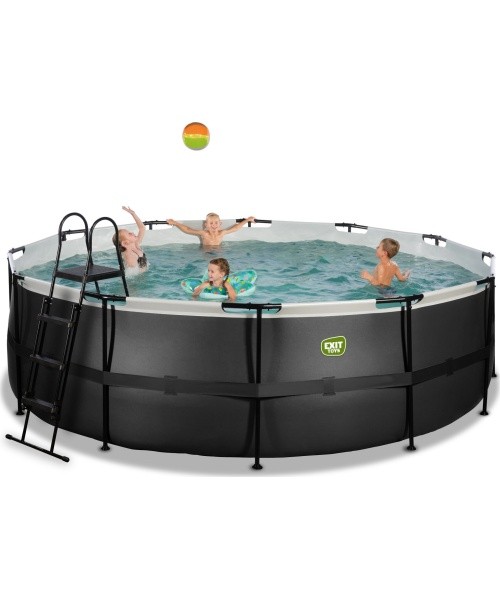 EXIT Black Leather pool ø450x122cm with filter pump - black
