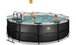 EXIT Black Leather pool ø450x122cm with filter pump - black
