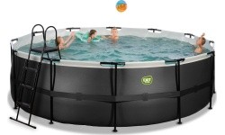 EXIT Black Leather pool ø450x122cm with filter pump - black