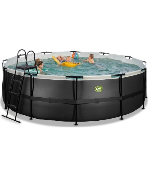 EXIT Black Leather pool ø450x122cm with filter pump - black