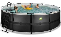 EXIT Black Leather pool ø450x122cm with filter pump - black