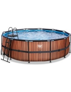 EXIT Wood pool ø450x122cm with filter pump - brown