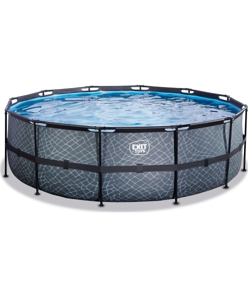 EXIT Stone pool ø450x122cm with filter pump - grey