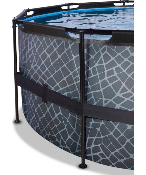 EXIT Stone pool ø450x122cm with filter pump - grey