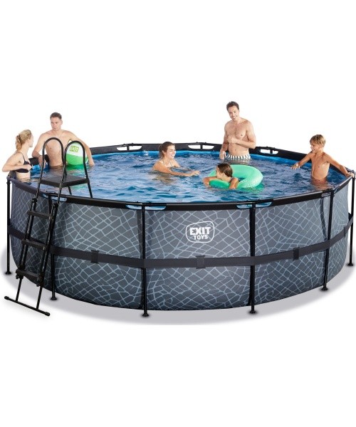 EXIT Stone pool ø450x122cm with filter pump - grey