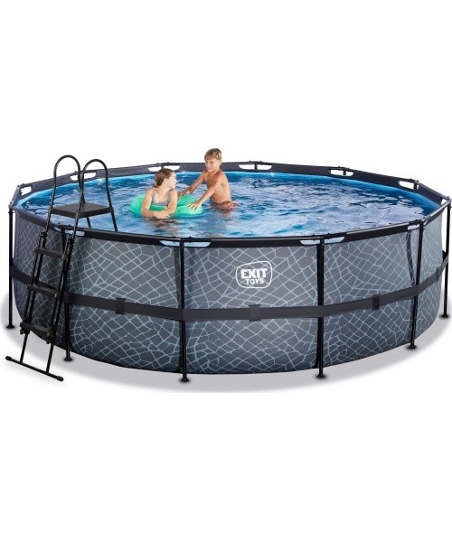 EXIT Stone pool ø450x122cm with filter pump - grey